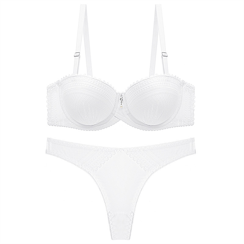 DKERT Half Cup Sexy Dantela Push Up Sutien Set Lenjerie Intima Transparente Tanga Sutien Chiloți Set