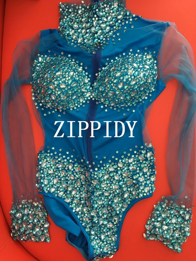 Design vestimentar 4 culori Pietre din plasă Body cu mâneci lungi Gât înalt Cristale Performanță pe scenă Tricou cu perspectivă de lux