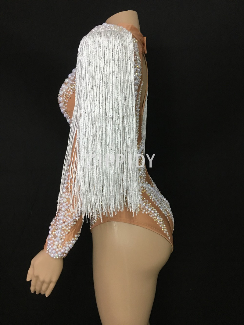Bodi Ženska odjeća Bljeskajući biseri S resicama Spandex Bodi Pjevačica Kostim za plesačice Noćni klub Show