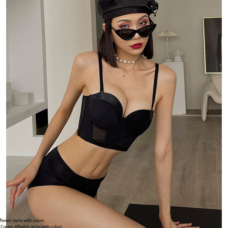 Γυναικείο σετ εσωρούχων από βαμβακερό γυαλιστερό στηθόδεσμο Σέξι δαντελένιο σύρμα δωρεάν Σετ σουτιέν χωρίς ραφές Σετ γλυπτικής σώματος και εσώρουχα