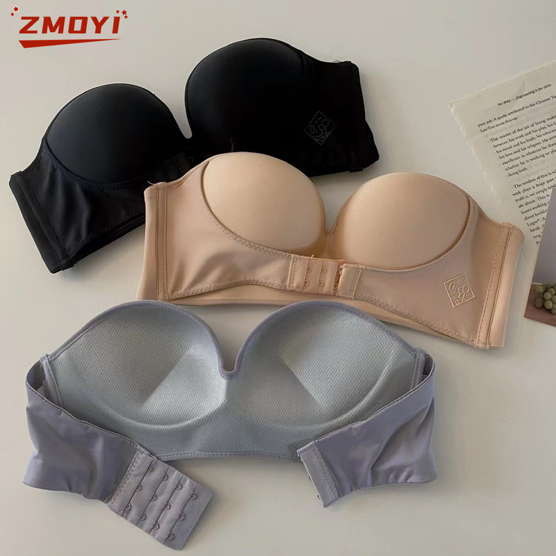 ZMOYI Sexy cu cataramă în față sutien adunat, piept mic, jumătate de cupă, ajustabil, fără umeri, curea invizibilă, lenjerie de corp pentru femei, dropshipping