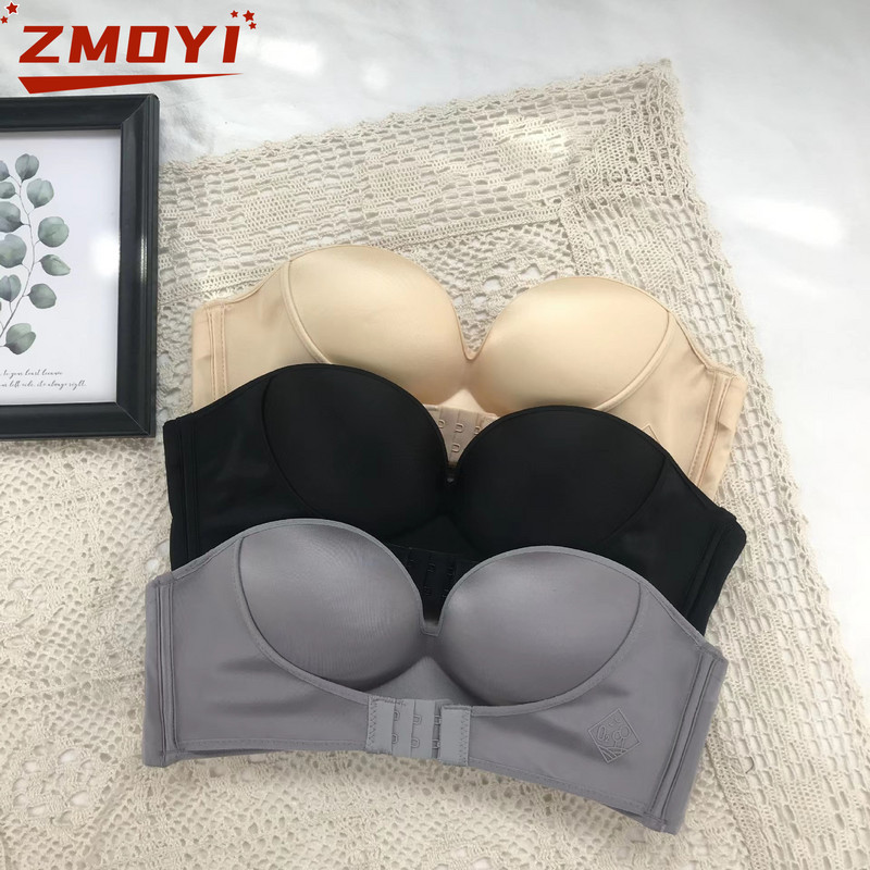 ZMOYI Sexy cu cataramă în față sutien adunat, piept mic, jumătate de cupă, ajustabil, fără umeri, curea invizibilă, lenjerie de corp pentru femei, dropshipping