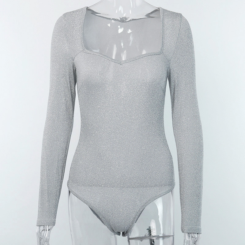 Φθινοπωρινό κορμάκι με μακρυμάνικο λαιμόκοψη γκρι σέξι 2019 Νέα γυναικεία φόρμα παιχνιδιών Μασίφ ελαστική μόδα Clubwear μονόχρωμα ρόμπα