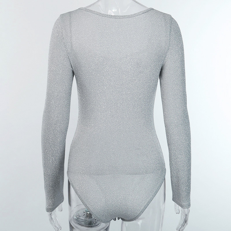 Φθινοπωρινό κορμάκι με μακρυμάνικο λαιμόκοψη γκρι σέξι 2019 Νέα γυναικεία φόρμα παιχνιδιών Μασίφ ελαστική μόδα Clubwear μονόχρωμα ρόμπα