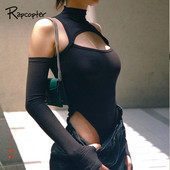 Rapcopter Body sexy cu scobitură cu gât cu mânecă lungă Skinny Bodycon Femei Clubwear Streetwear Toamnă Iarnă Nou