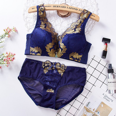 Seturi de sutien de dimensiuni plus mari Costum de lenjerie pentru femei Sutiene Push Up Lenjerie intima Chiloți Sutien floral fără fir Chiloți Sutien de femeie 2021