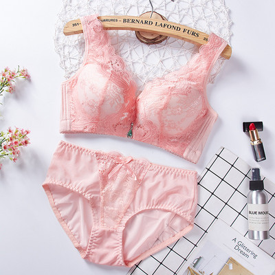 Seturi de sutien de dimensiuni plus mari Costum de lenjerie pentru femei Sutiene Push Up Lenjerie intima Chiloți Sutien floral fără fir Chiloți Sutien de femeie 2021