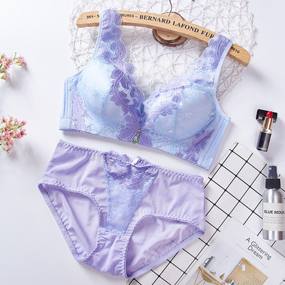 Seturi de sutien de dimensiuni plus mari Costum de lenjerie pentru femei Sutiene Push Up Lenjerie intima Chiloți Sutien floral fără fir Chiloți Sutien de femeie 2021