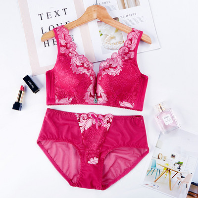 Seturi de sutien de dimensiuni plus mari Costum de lenjerie pentru femei Sutiene Push Up Lenjerie intima Chiloți Sutien floral fără fir Chiloți Sutien de femeie 2021