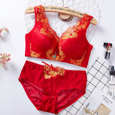 Seturi de sutien de dimensiuni plus mari Costum de lenjerie pentru femei Sutiene Push Up Lenjerie intima Chiloți Sutien floral fără fir Chiloți Sutien de femeie 2021