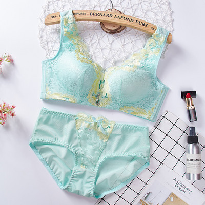 Seturi de sutien de dimensiuni plus mari Costum de lenjerie pentru femei Sutiene Push Up Lenjerie intima Chiloți Sutien floral fără fir Chiloți Sutien de femeie 2021