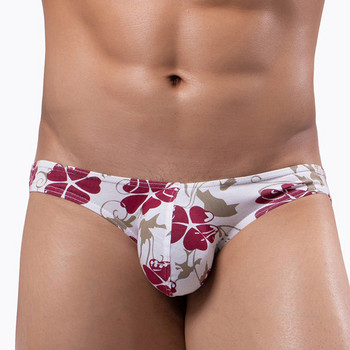 Мъжки тънки гащи U Pouch Briefs Flowers Printed Cotton Breathable Bikini Underwear G-String Calzoncillos Hombre Bikini Slip