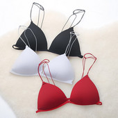 Prantsuse seksikas rinnahoidja ilma traadita komplekt kolmnurkne kuppelrinnahoidja nähtamatu õhuke õlarihm linasest padjandist naiste aluspesu