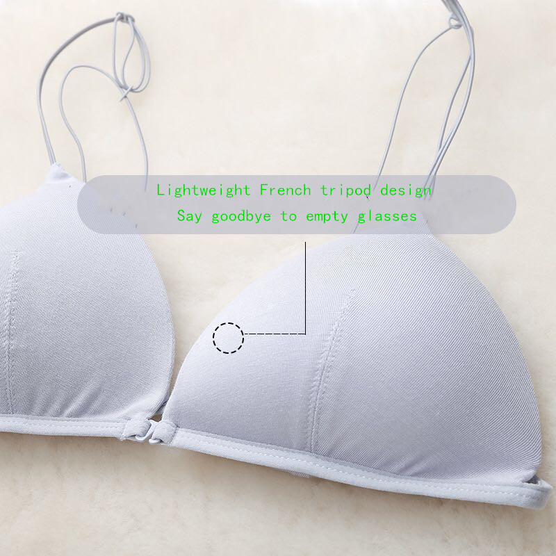 Prantsuse seksikas rinnahoidja ilma traadita komplekt kolmnurkne kuppelrinnahoidja nähtamatu õhuke õlarihm linasest padjandist naiste aluspesu