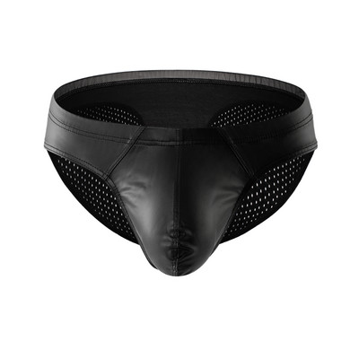 Nauji Patchwork Sexy Vyriški apatiniai kelnaitės Cuecas Calzoncillos Tinklelis Kvėpuojantis Ropa Interjeras Hombre Oda imitacinės kelnaitės vyrams