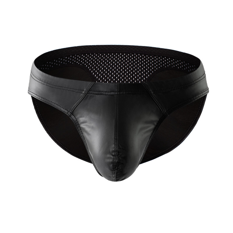 Nauji Patchwork Sexy Vyriški apatiniai kelnaitės Cuecas Calzoncillos Tinklelis Kvėpuojantis Ropa Interjeras Hombre Oda imitacinės kelnaitės vyrams