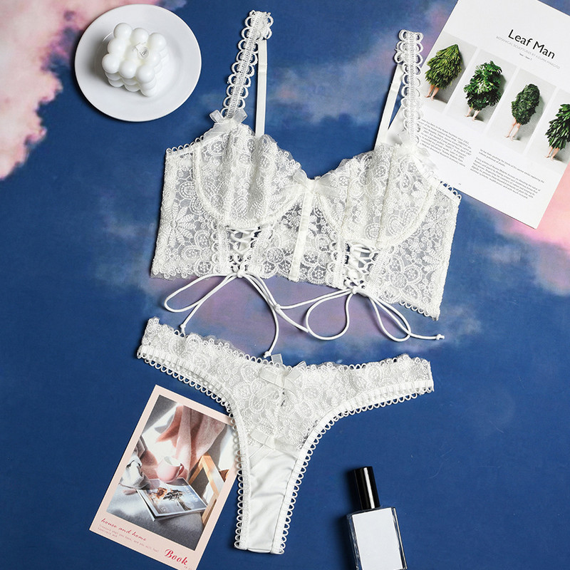 Naiste 2-osaline komplekt Sensuaalne pesu Naine Erootiline Bralette Seksikas pits Naiste aluspesu komplekt Lühikekomplektid Lilledega rinnahoidja jõulukink