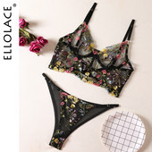 Ellolace Διάφανα εσώρουχα Φανταχτά εσώρουχα χωρίς λογοκρισία Ερωτικά διαφανή δαντέλα Hot σουτιέν εσώρουχα γυναικεία 2 τεμάχια μαύρο σέξι οικείο