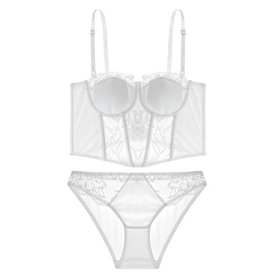 Νέο σέξι μεταξωτό σετ σουτιέν Splicing Γυναικεία δαντέλα κέντημα ατσάλι φαρδύ Γαλλικά μαύρα εσώρουχα Μετατρέψιμα λουριά σουτιέν