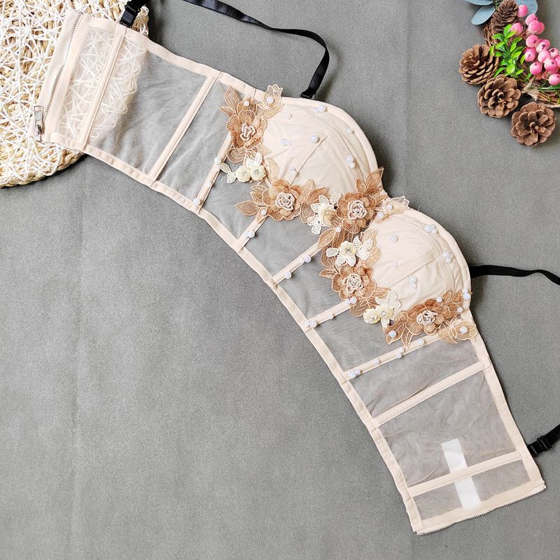 Καλοκαιρινό Νέο Γυναικείο Λεπτό Σουτιέν Καμισόλ με χάντρες απλικέ κομμένο πάνω σέξι εξώπλατο διχτυωτό λεπτό μπλουζάκι νυχτερινό κέντρο διασκέδασης