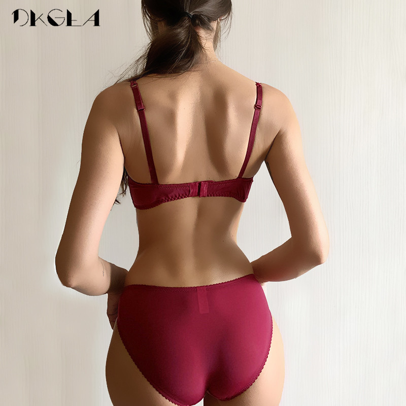 Set de lenjerie de corp cu gol Sutiene din dantelă 1/2 cupă Sutien Alb Transparent Sexy Sutien Chiloți Set Femei Plus Size Lenjerie Set Broderie