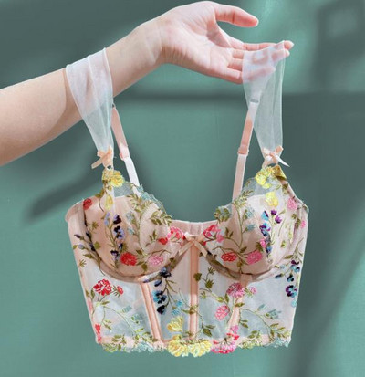 High Street naiste 2021. aasta uus moetikandiga tikitud 3D kroonleht rinnahoidja, kärbitud topid Naiste õhuke aluspesu Y1150