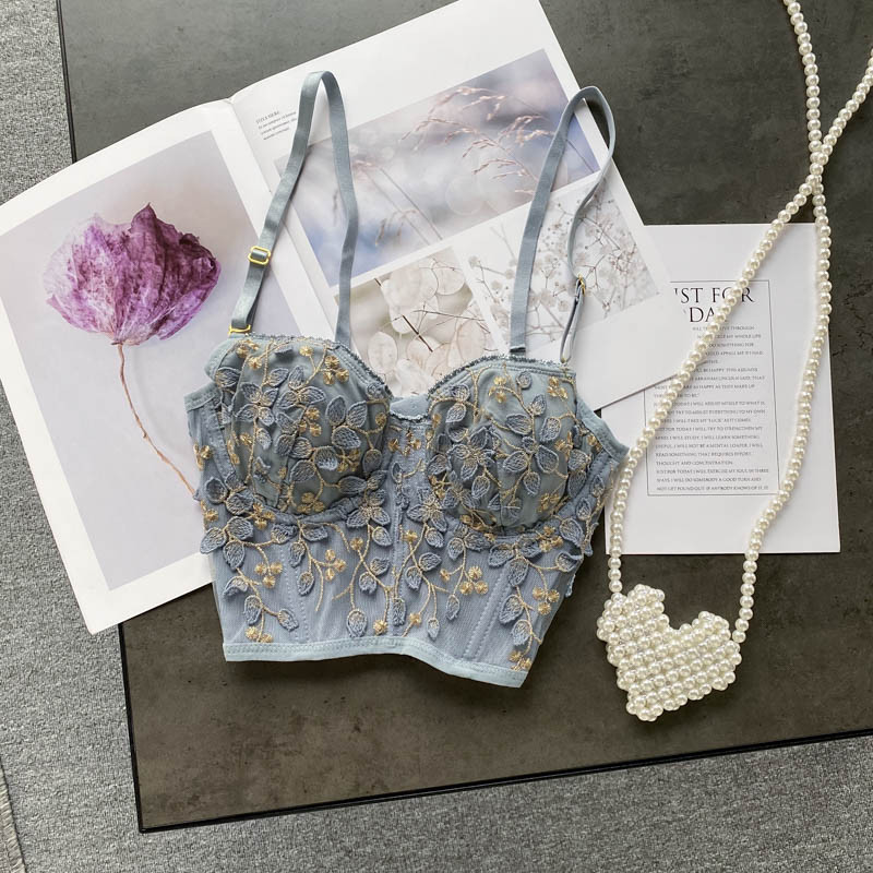 High Street naiste 2021. aasta uus moetikandiga tikitud 3D kroonleht rinnahoidja, kärbitud topid Naiste õhuke aluspesu Y1150
