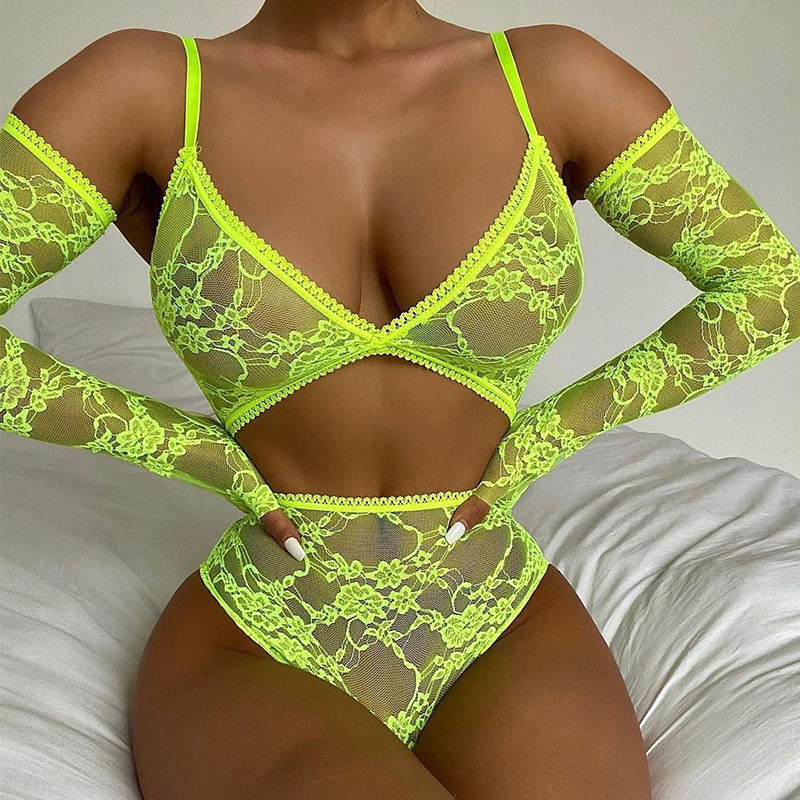 Set de lenjerie sexy verde tentație pentru femei, corset cu bandaj transparent, centură de jartieră, chiloți cu talie înaltă, set de sutien din dantelă, lenjerie erotică de pluș