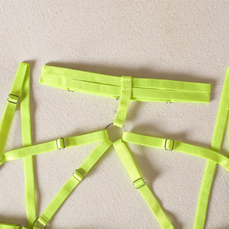 Ellolace Lenjerie Neon Femeie Dezbrăcată fără Cenzură Lenjerie intima  sexy Intim 5 piese Set sutien și chiloți Halter