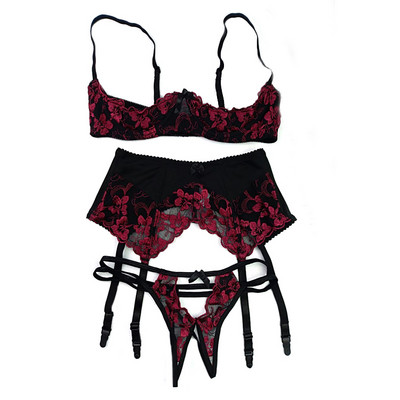 Donje rublje Ultra tanki grudnjak sa žicom Gaćice na skupljanje Intimna odjeća Francuskinje Seksi Pola šalice Šuplje Zavodljivo donje rublje