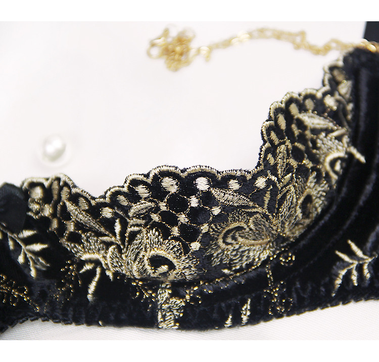 Donje rublje Ultra tanki grudnjak sa žicom Gaćice na skupljanje Intimna odjeća Francuskinje Seksi Pola šalice Šuplje Zavodljivo donje rublje