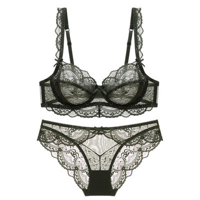 Νέο Plus Size BCDE Cup Σετ σουτιέν Sexy Lace Ultrathin Γυναικεία Εσώρουχα Καλοκαιρινό διάφανο σουτιέν και εσώρουχα 85E 90C 95D
