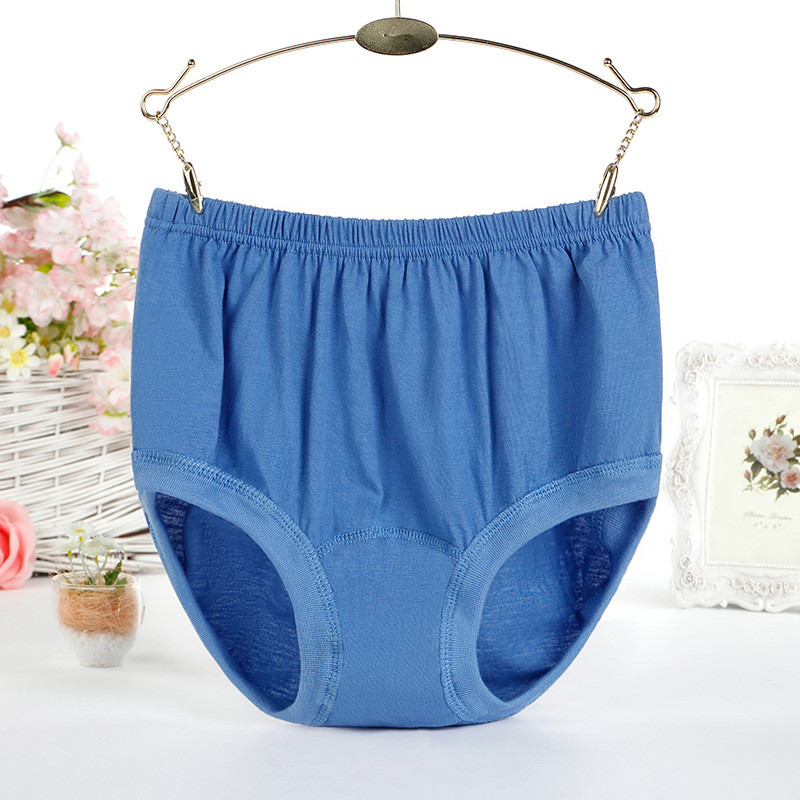 QA428 Lenjerie de corp pentru bărbați de dimensiuni mari, bumbac, respirabil, slip pentru bărbați, talie elastică, lenjerie tată solidă, slip albastru gri