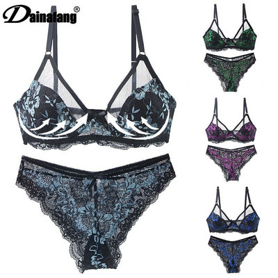 DaiNaFang stringi BCDE Cup krūšturu komplekti Push Up Mežģīnes Dobs Īpaši Plāna Bieza Apakšveļa Sieviešu biksītes Sieviešu apakšveļa