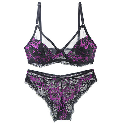 DaiNaFang Thong BCDE Cup Σετ σουτιέν Push Up Lace κούφιο εξαιρετικά λεπτό εσώρουχο Γυναικεία κιλότα Γυναικεία εσώρουχα