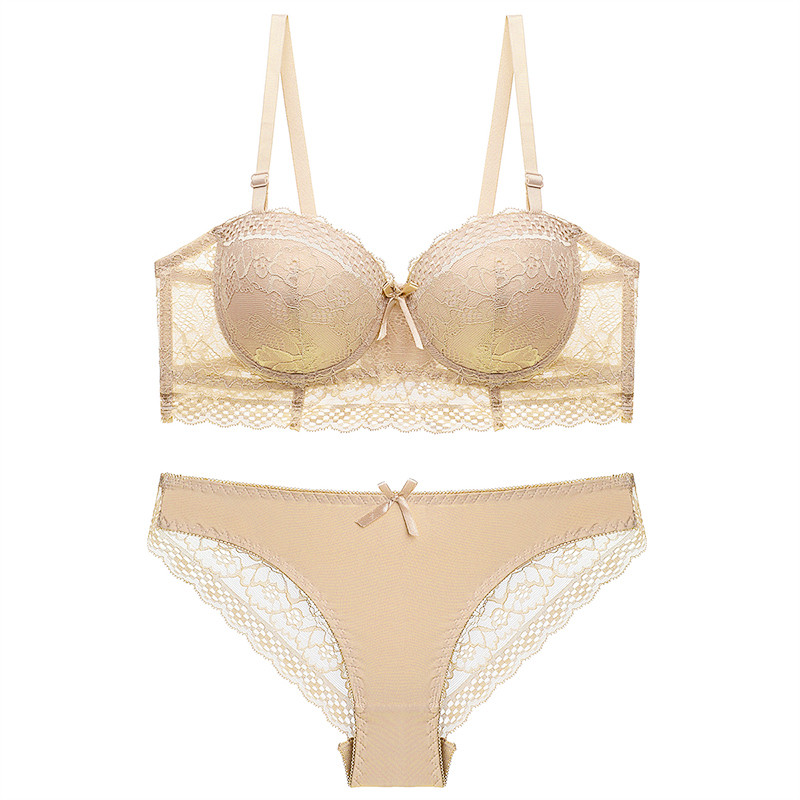 DKERT Seksi ženski komplet grudnjaka i gaćica Čipkano donje rublje Komplet grudnjaka s pola košarice BC grudnjak s košaricama
