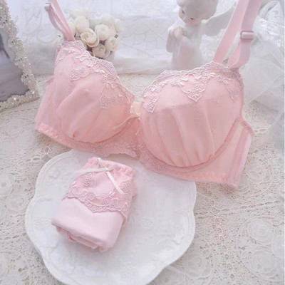 Ιαπωνική λολίτα τρίχρωμο μωρό χωρίς σφουγγάρι με σετ εσώρουχα ατσάλινο δαχτυλίδι περισσότερα σετ φοιτητικό σουτιέν κοριτσιού με κέντημα τρισδιάστατα