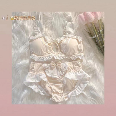 Japāņu lolitas krūšturis un biksīšu komplekts meitenei multfilma trusis bez tērauda gredzena seksīga crop top apakšveļa biksītes meiteņu apakšveļa bralete