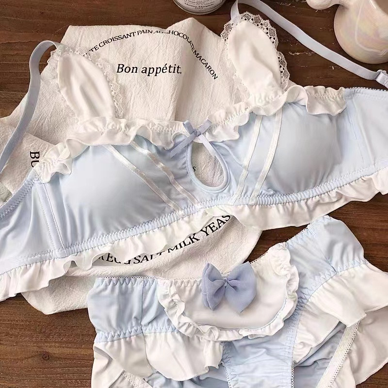 Japāņu lolitas krūšturis un biksīšu komplekts meitenei multfilma trusis bez tērauda gredzena seksīga crop top apakšveļa biksītes meiteņu apakšveļa bralete