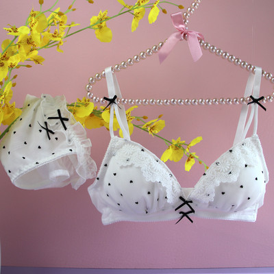 Slip de lenjerie Lolita dulce fetiță student triunghi cupă fără inel de oțel piept mic lenjerie de corp japonez drăguț sutien și chiloți se
