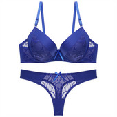 DKERT Set de sutien pentru femei Sexy Dantela Push Up Lenjerie de corp Tanga Set de lenjerie șiruri transparente Sutien și chiloți