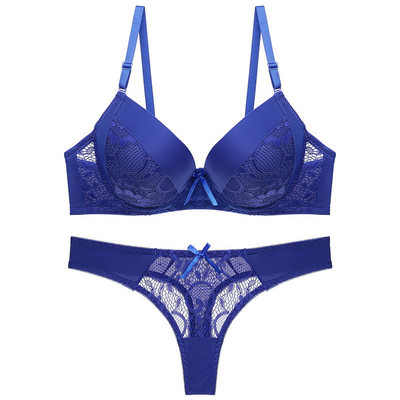 DKERT Set de sutien pentru femei Sexy Dantela Push Up Lenjerie de corp Tanga Set de lenjerie șiruri transparente Sutien și chiloți