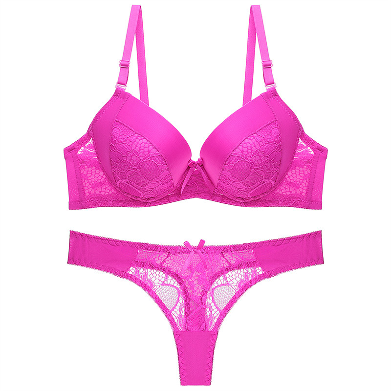 DKERT Set de sutien pentru femei Sexy Dantela Push Up Lenjerie de corp Tanga Set de lenjerie șiruri transparente Sutien și chiloți