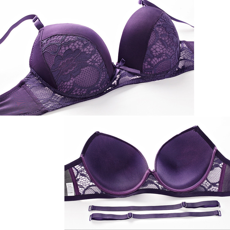 DKERT Set de sutien pentru femei Sexy Dantela Push Up Lenjerie de corp Tanga Set de lenjerie șiruri transparente Sutien și chiloți