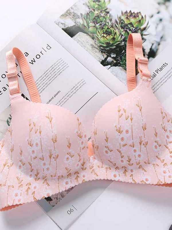 Γυναικεία εσώρουχα χωρίς ραφή, ρυθμιζόμενο σουτιέν Σέξι άνετο νάιλον λουλούδι τύπωμα Εσώρουχα 1 τεμ.