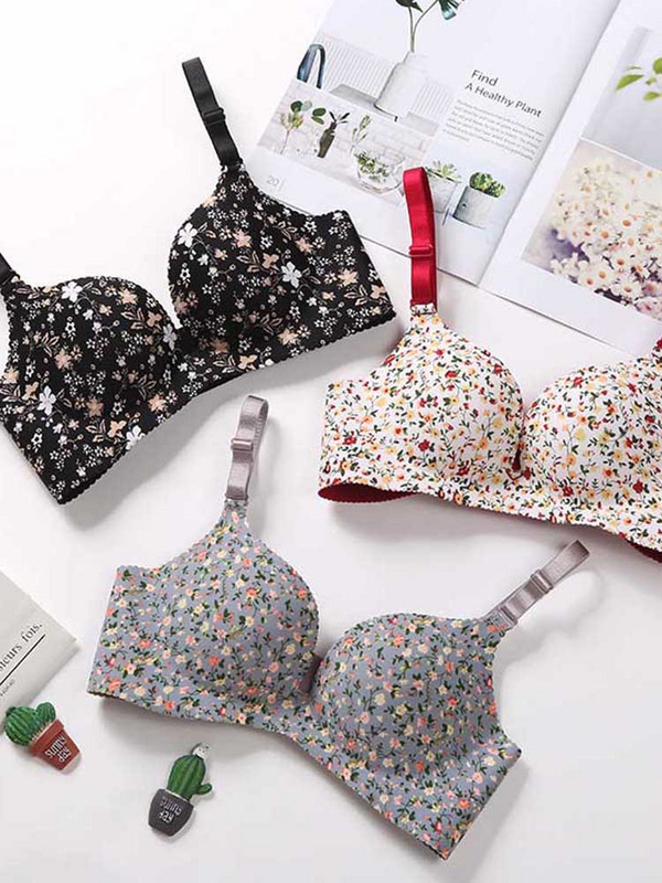 Γυναικεία εσώρουχα χωρίς ραφή, ρυθμιζόμενο σουτιέν Σέξι άνετο νάιλον λουλούδι τύπωμα Εσώρουχα 1 τεμ.
