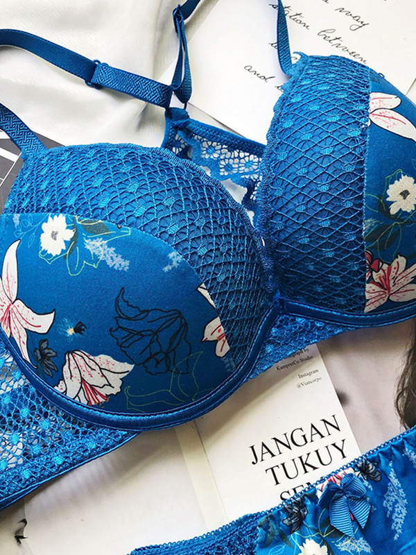 Set de sutiene pentru femei Fat Catties Spate frumos din dantela, piept mare, moale, adunate, set de lenjerie pentru femei