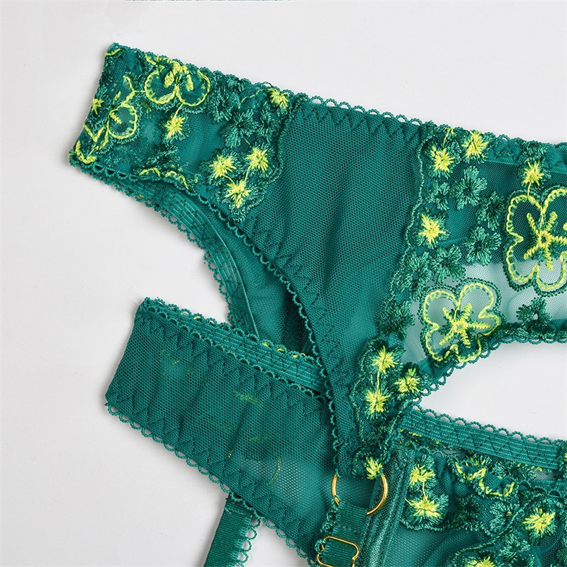 Aduloty Γυναικεία χριστουγεννιάτικα σε λεπτή διατομή διχτυωτό εσώρουχο διαφανές κεντημένο εσώρουχο Σουτιέν Δαχτυλίδι με καλτσοδέτα σέξι εσώρουχα σετ εσώρουχα