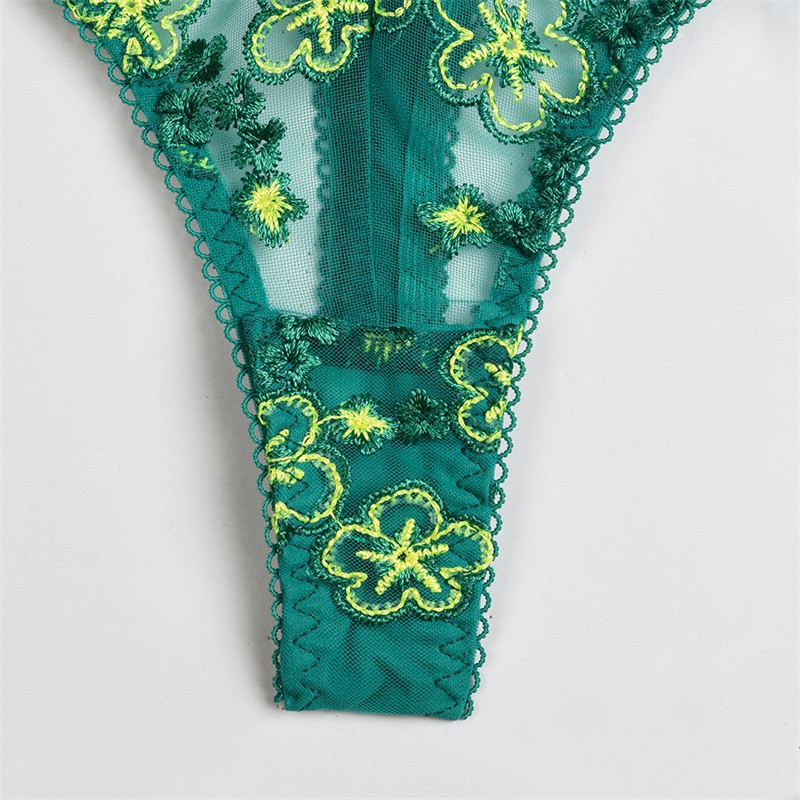 Aduloty Γυναικεία χριστουγεννιάτικα σε λεπτή διατομή διχτυωτό εσώρουχο διαφανές κεντημένο εσώρουχο Σουτιέν Δαχτυλίδι με καλτσοδέτα σέξι εσώρουχα σετ εσώρουχα