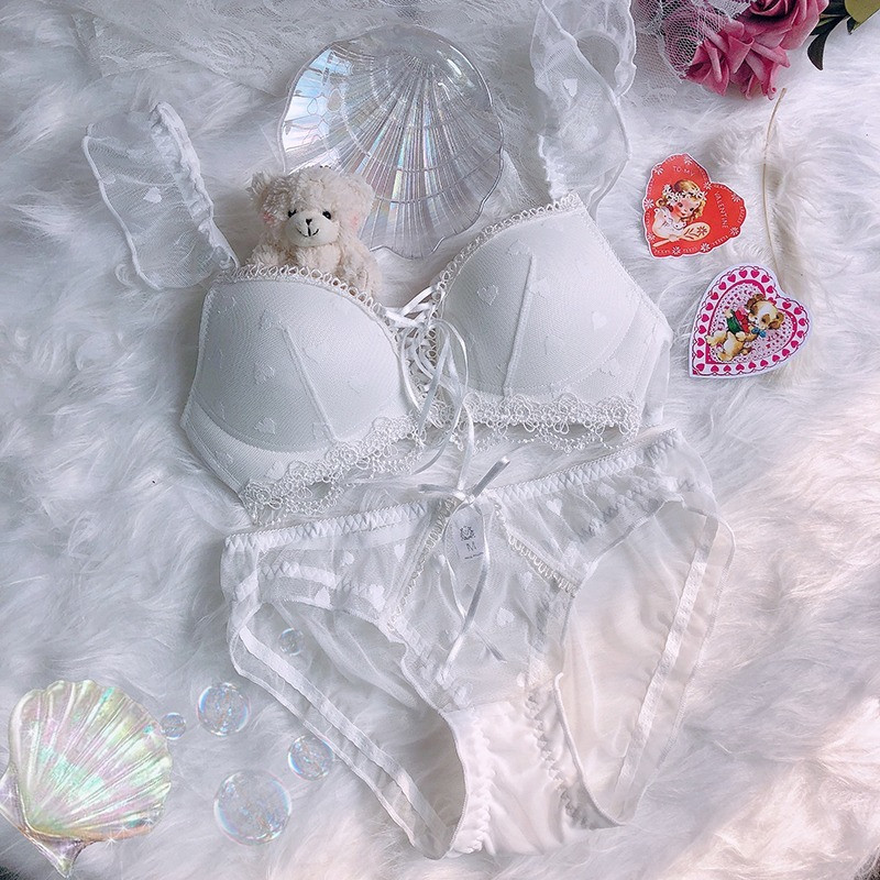 Ιαπωνικό σέξι επίδεσμο σουτιέν Σύντομο σετ Εσώρουχα Γυναικεία Lolita Σουτιέν εσώρουχα χωρίς ραφή Ρούχα Kawaii Εσώρουχα Femme Blue Pink 2022 Νέο
